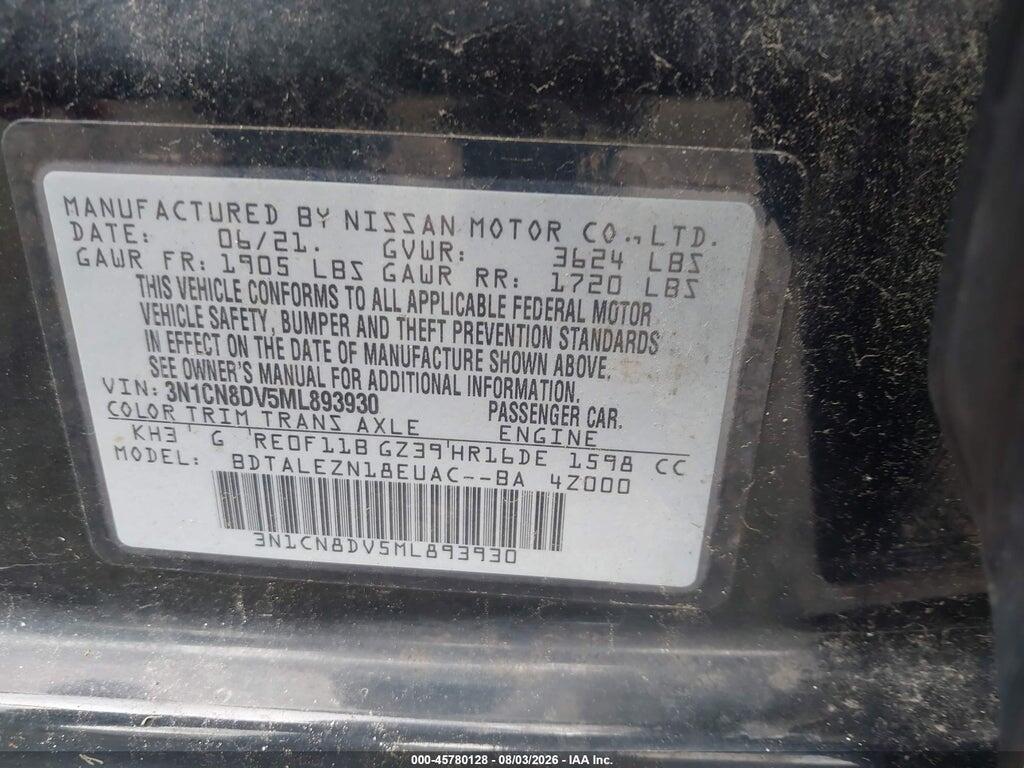 3N1CN8DV5ML893930 2021 NISSAN VERSA photo no. 9
