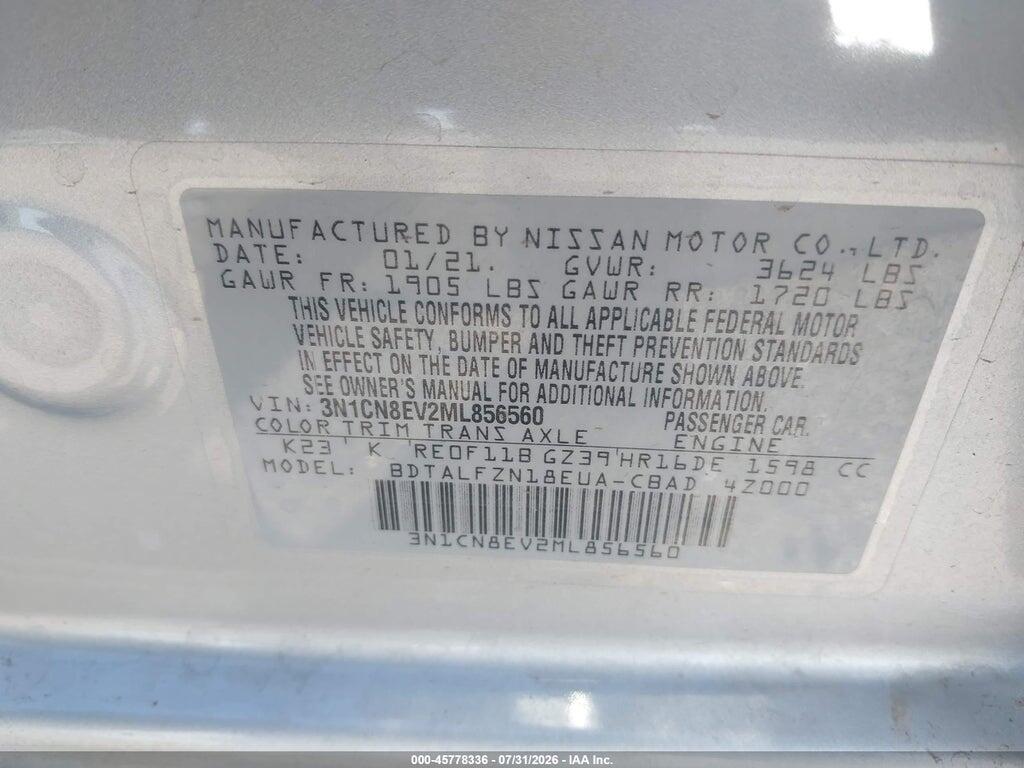 3N1CN8EV2ML856560 2021 NISSAN VERSA photo no. 8