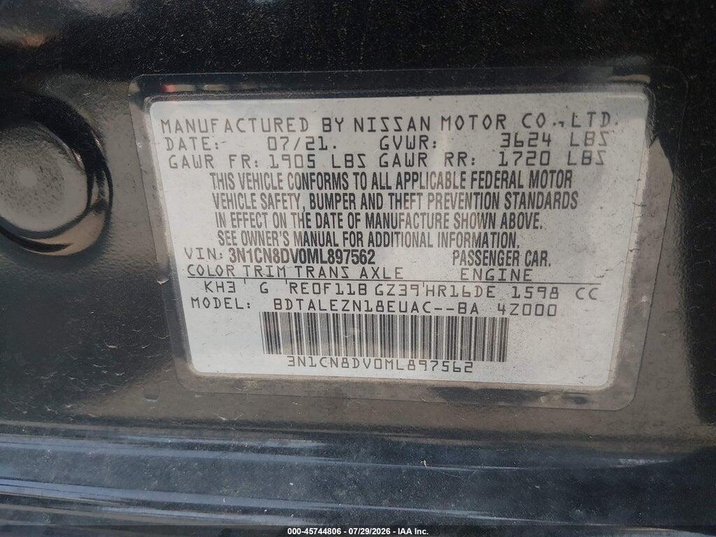 3N1CN8DV0ML897562 2021 NISSAN VERSA photo no. 9