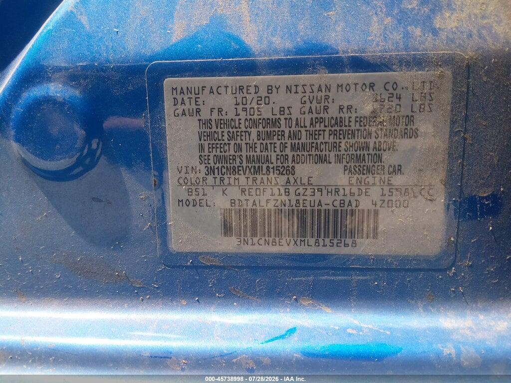 3N1CN8EVXML815268 2021 NISSAN VERSA photo no. 9