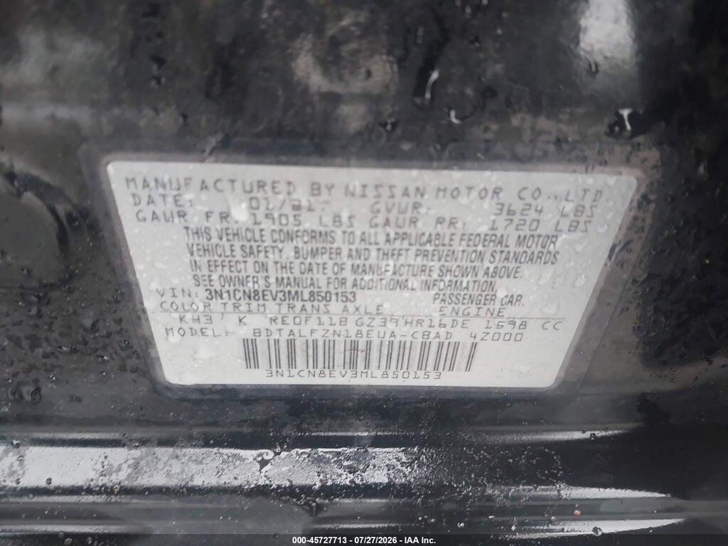 3N1CN8EV3ML850153 2021 NISSAN VERSA photo no. 9