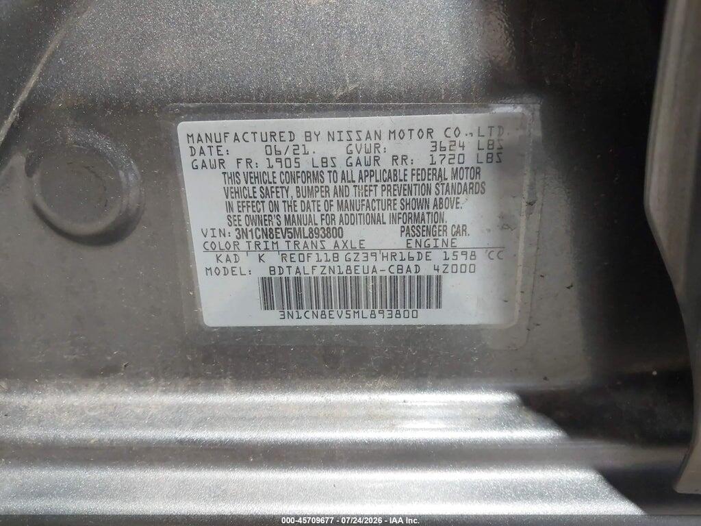 3N1CN8EV5ML893800 2021 NISSAN VERSA photo no. 9