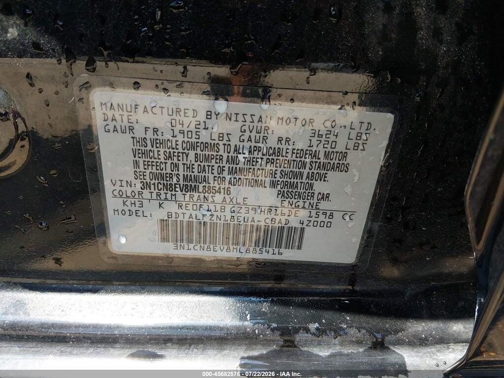 3N1CN8EV8ML885416 2021 NISSAN VERSA photo no. 9
