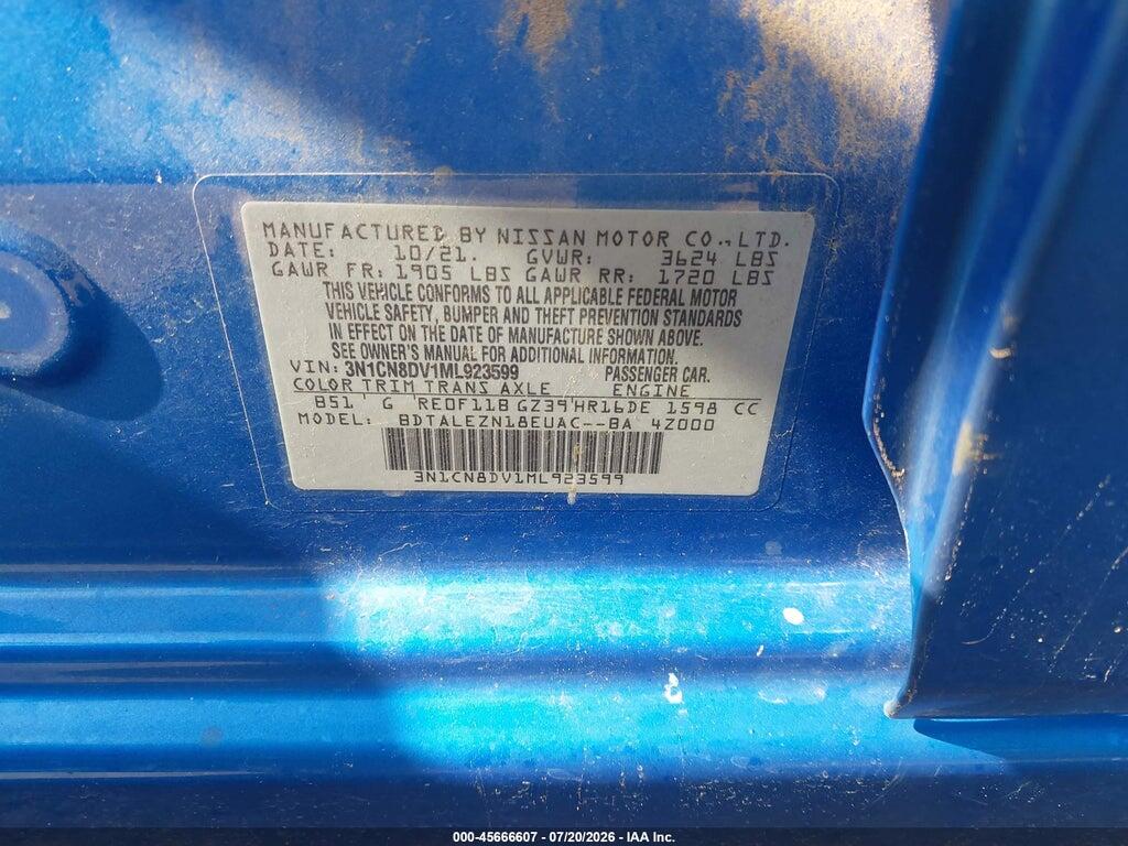 3N1CN8DV1ML923599 2021 NISSAN VERSA photo no. 9