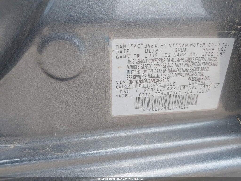 3N1CN8DV3ML853166 2021 NISSAN VERSA photo no. 9