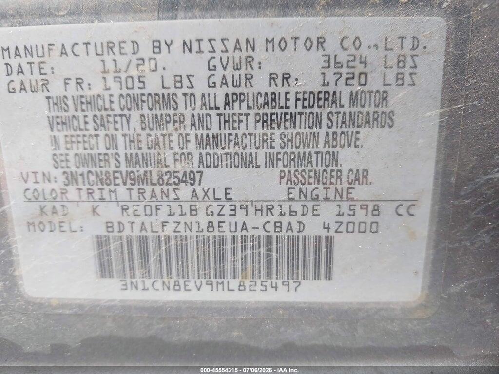 3N1CN8EV9ML825497 2021 NISSAN VERSA photo no. 9