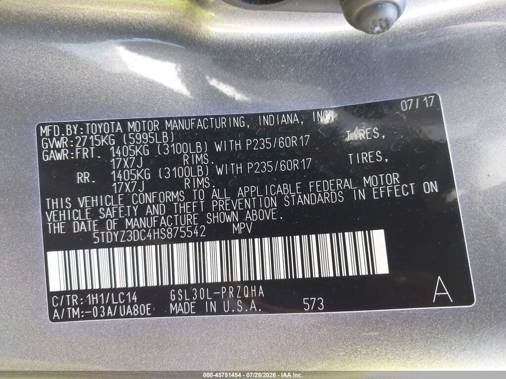 5TDYZ3DC4HS875542 2017 TOYOTA SIENNA photo no. 9