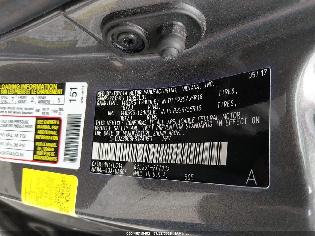 5TDDZ3DC8HS174050 2017 TOYOTA SIENNA photo no. 9