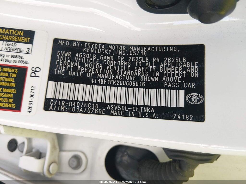 4T1BF1FK2GU606016 2016 TOYOTA CAMRY photo no. 9