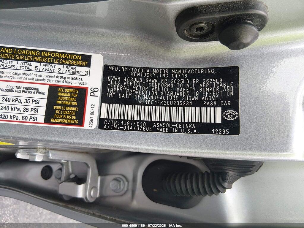 4T1BF1FK2GU235231 2016 TOYOTA CAMRY photo no. 9