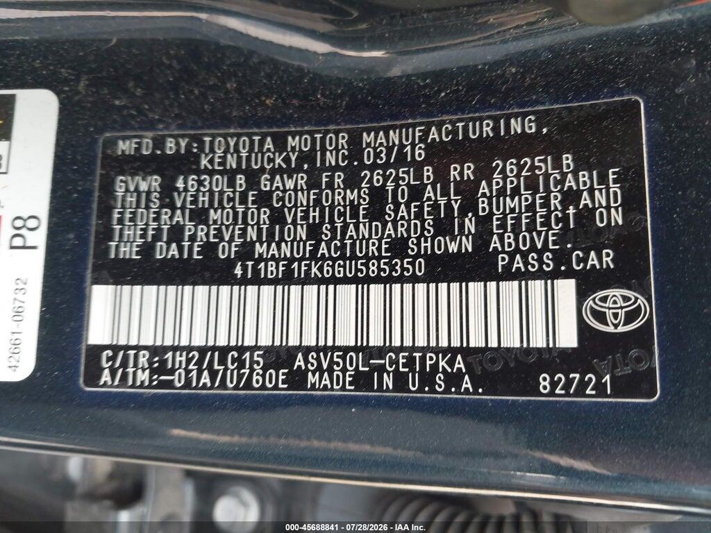 4T1BF1FK6GU585350 2016 TOYOTA CAMRY photo no. 9
