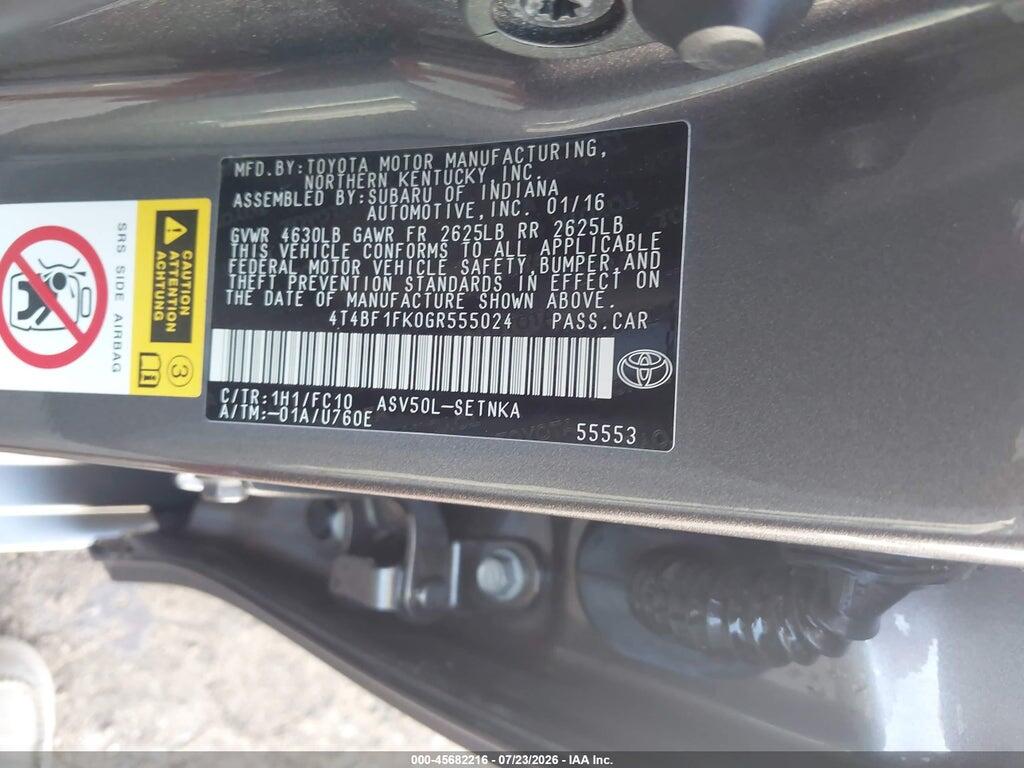 4T4BF1FK0GR555024 2016 TOYOTA CAMRY photo no. 9