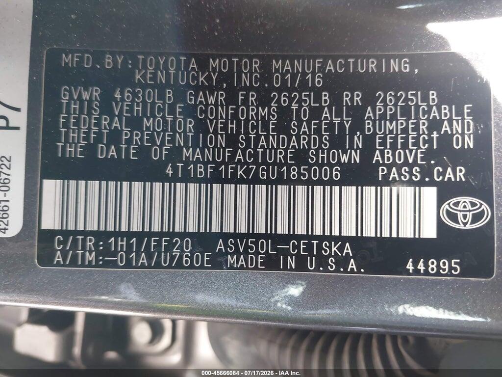 4T1BF1FK7GU185006 2016 TOYOTA CAMRY photo no. 9