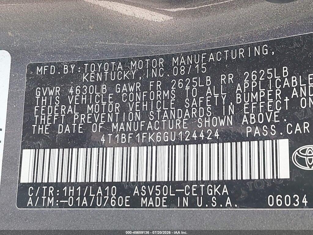 4T1BF1FK6GU124424 2016 TOYOTA CAMRY photo no. 9