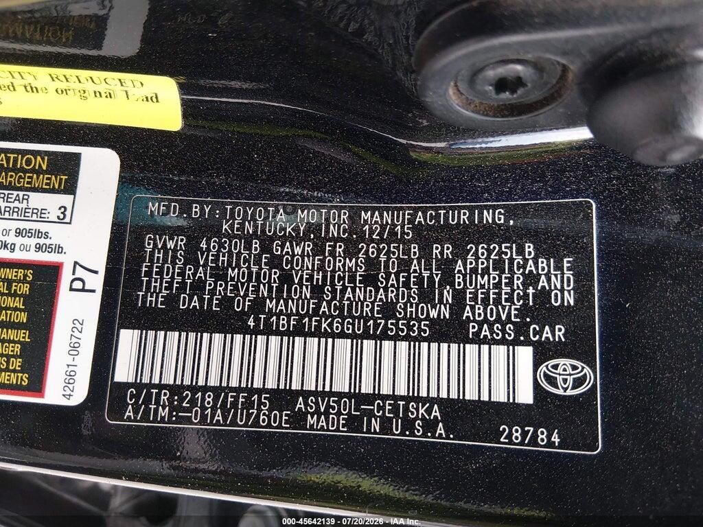 4T1BF1FK6GU175535 2016 TOYOTA CAMRY photo no. 9