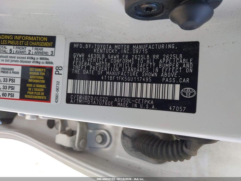 4T1BF1FK5GU117495 2016 TOYOTA CAMRY photo no. 9