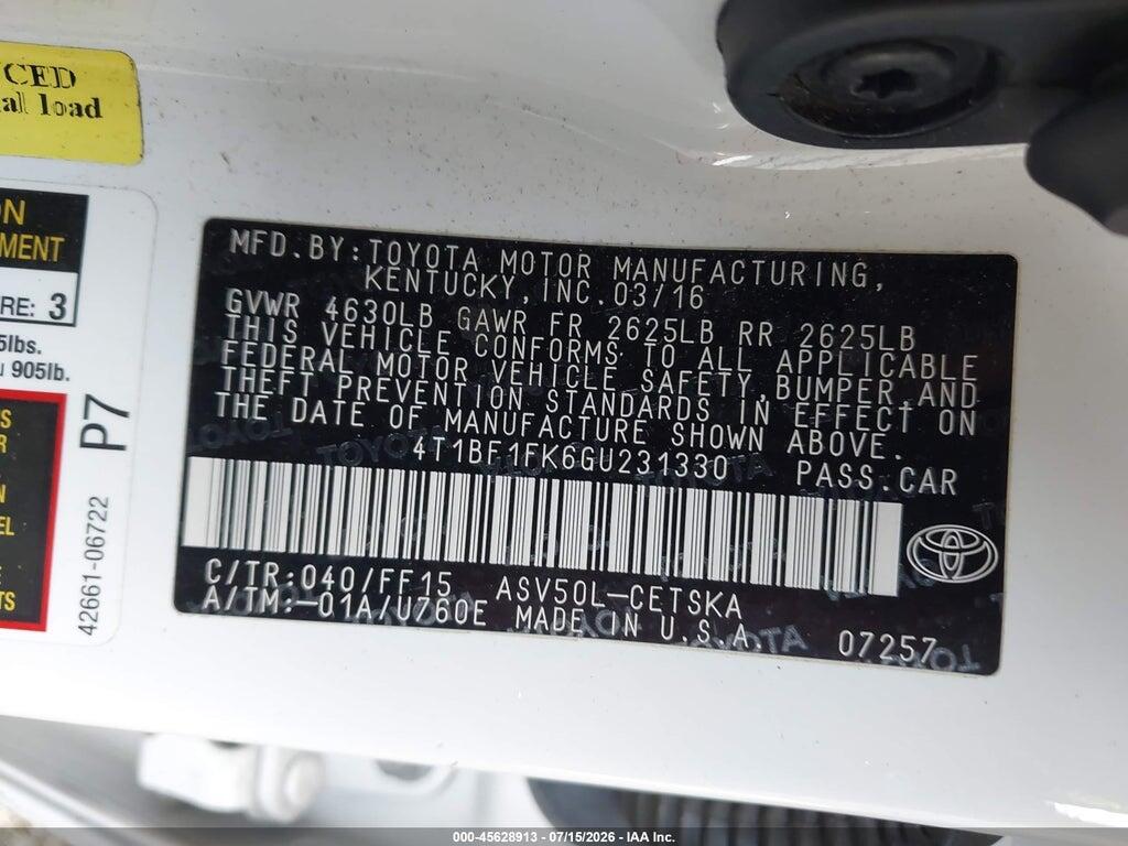 4T1BF1FK6GU231330 2016 TOYOTA CAMRY photo no. 9