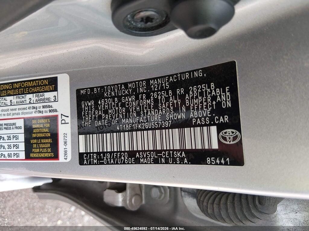 4T1BF1FK2GU557397 2016 TOYOTA CAMRY photo no. 9