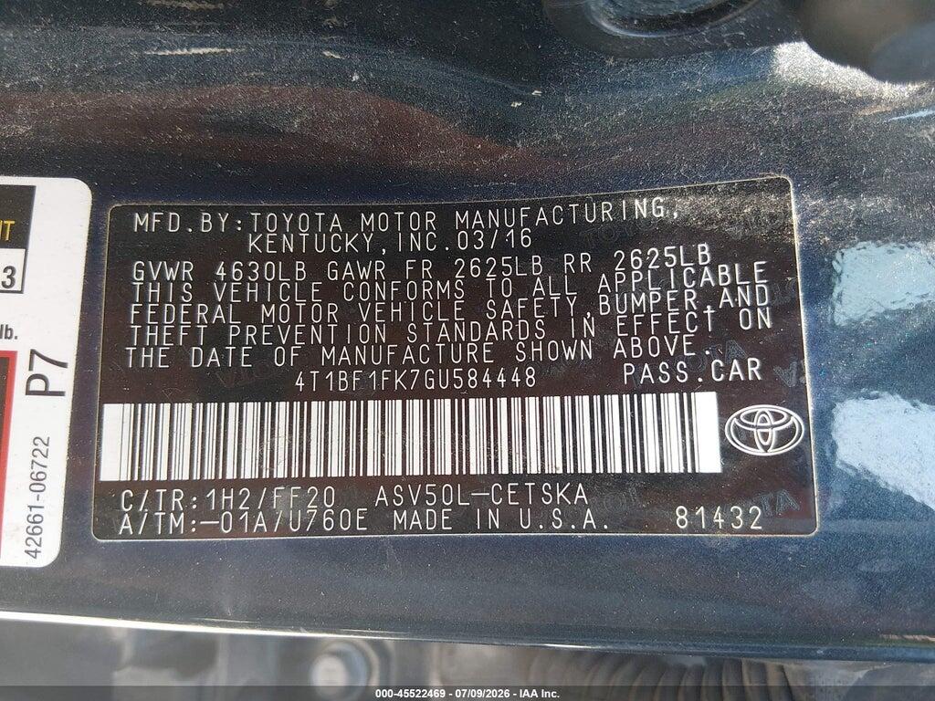 4T1BF1FK7GU584448 2016 TOYOTA CAMRY photo no. 9