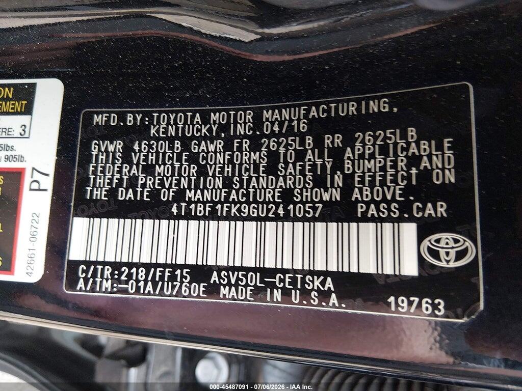 4T1BF1FK9GU241057 2016 TOYOTA CAMRY photo no. 9