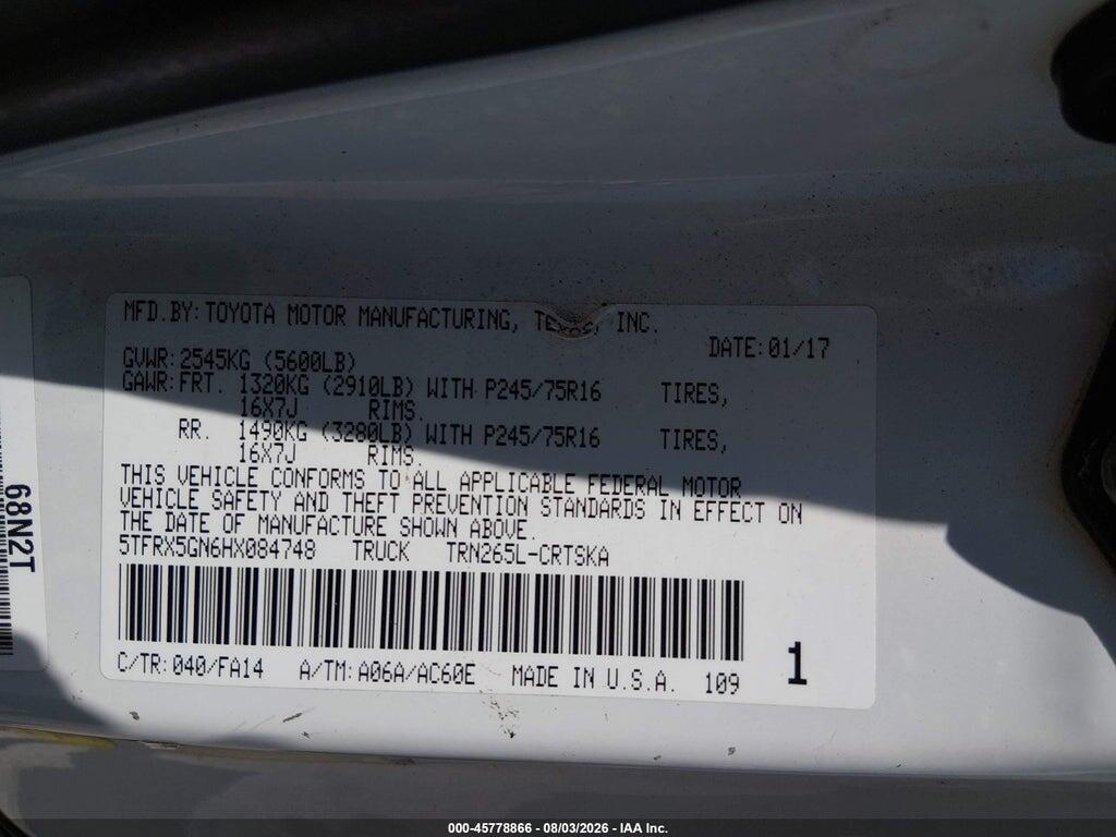 5TFRX5GN6HX084748 2017 TOYOTA TACOMA photo no. 9
