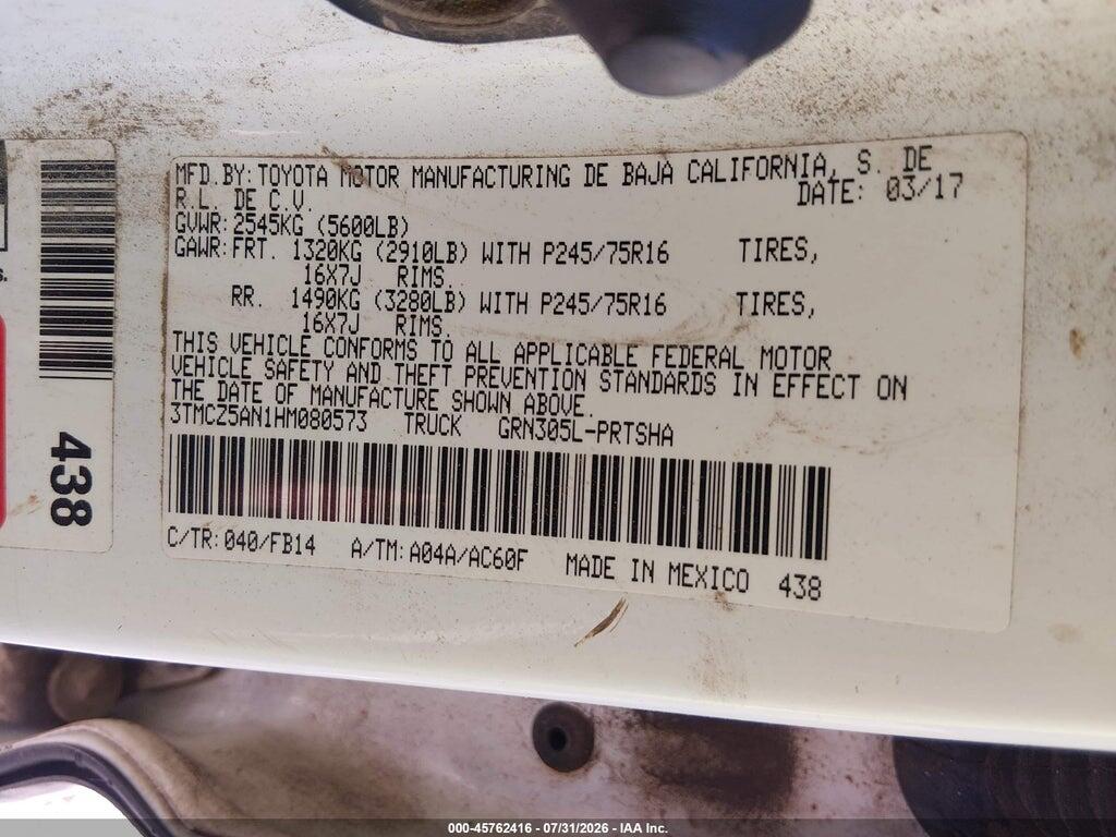 3TMCZ5AN1HM080573 2017 TOYOTA TACOMA photo no. 9