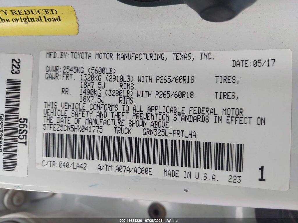 5TFEZ5CN5HX041775 2017 TOYOTA TACOMA photo no. 9