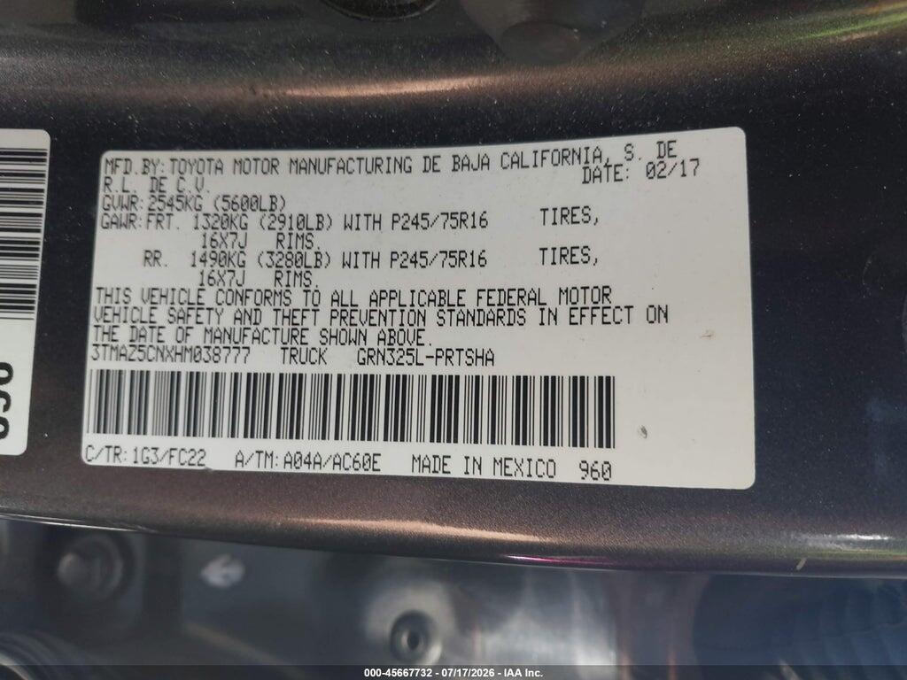 3TMAZ5CNXHM038777 2017 TOYOTA TACOMA photo no. 9