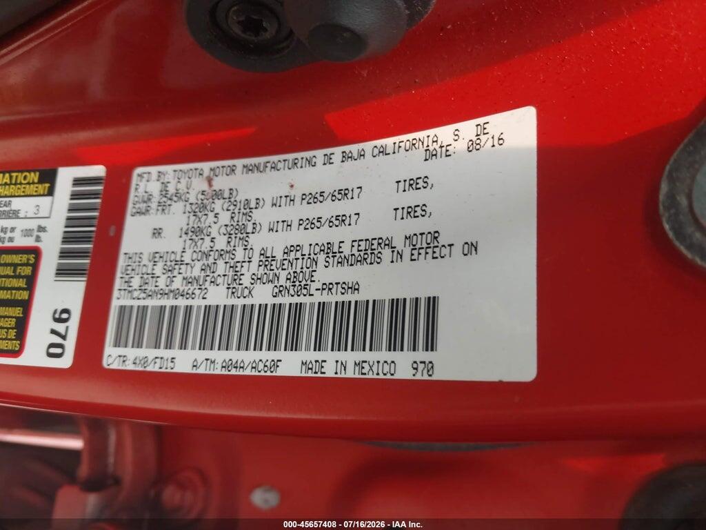 3TMCZ5AN9HM046672 2017 TOYOTA TACOMA photo no. 9