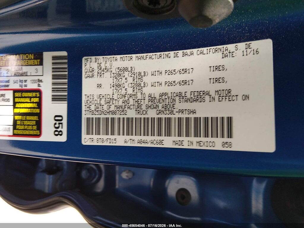 3TMBZ5DN2HM007252 2017 TOYOTA TACOMA photo no. 9