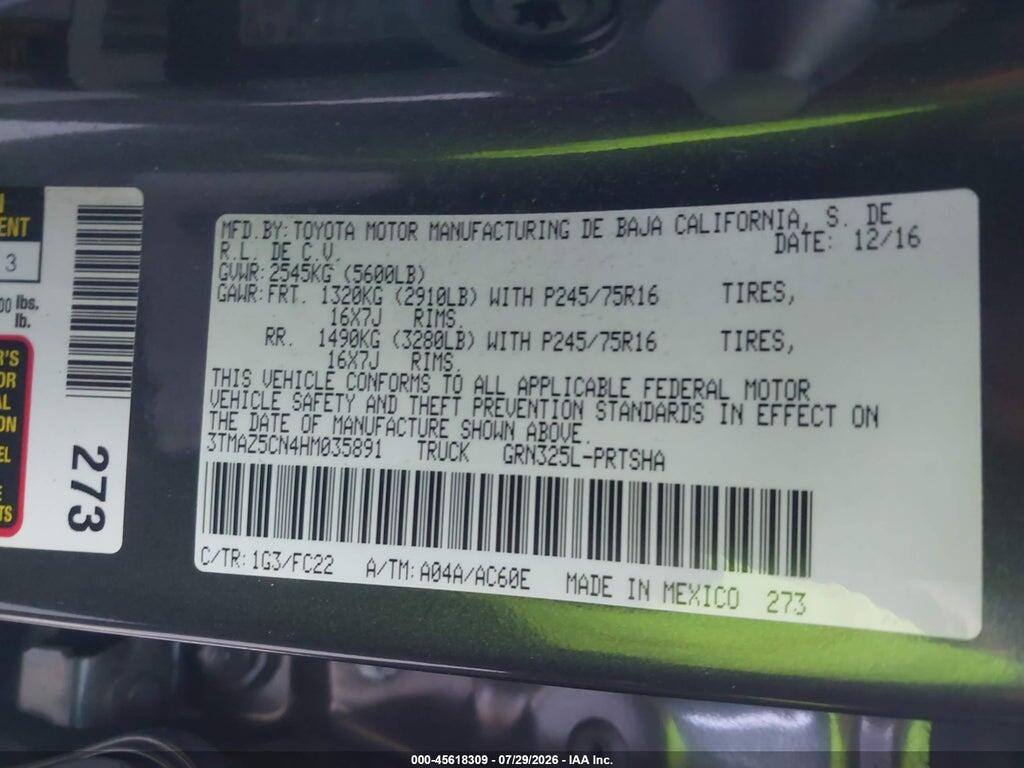 3TMAZ5CN4HM035891 2017 TOYOTA TACOMA photo no. 9