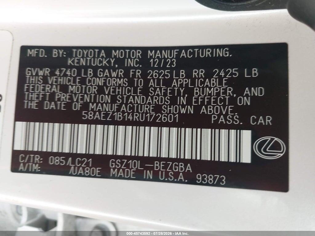 58AEZ1B14RU172601 2024 LEXUS ES 350 photo no. 9