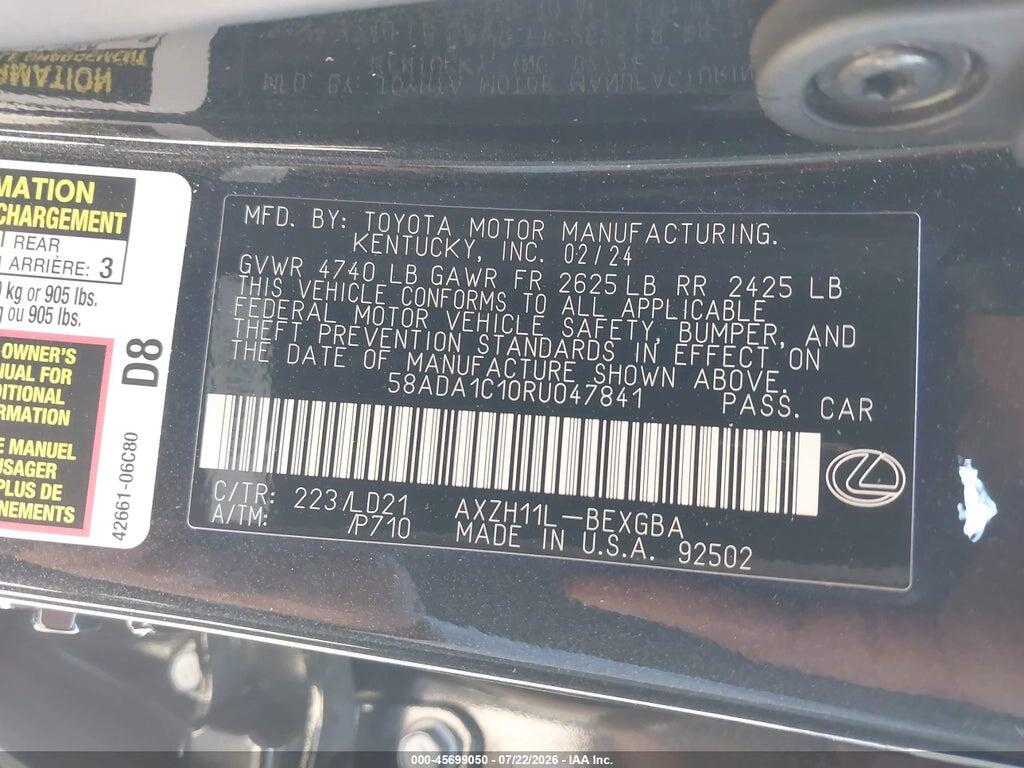 58ADA1C10RU047841 2024 LEXUS ES 300H photo no. 9