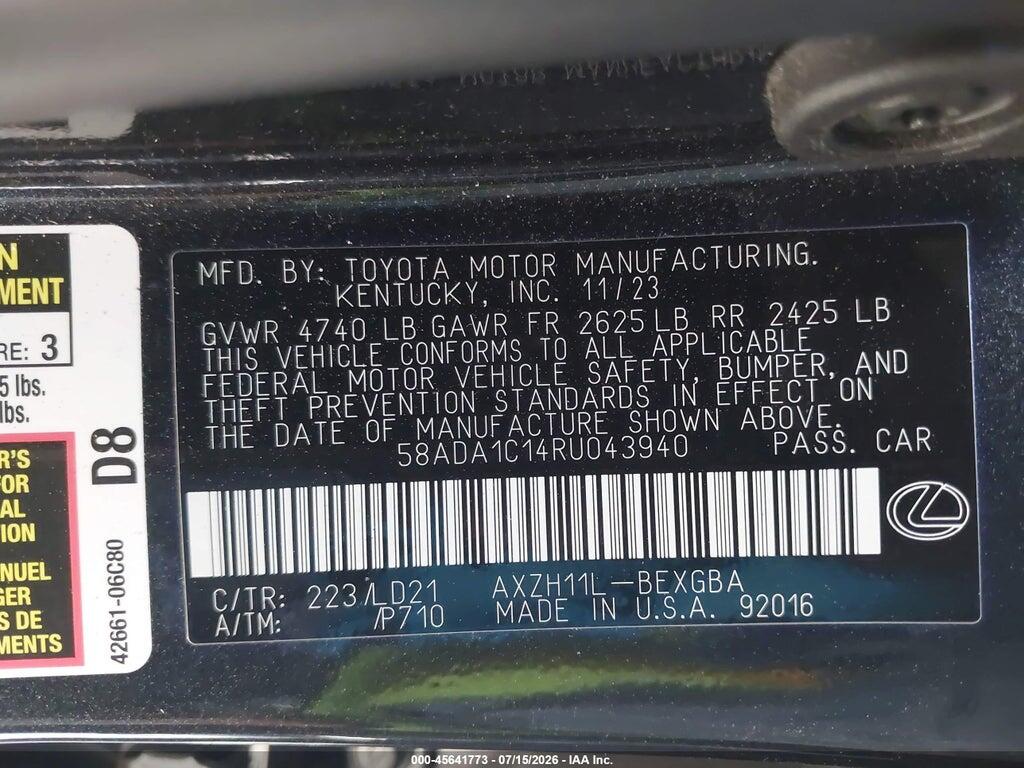 58ADA1C14RU043940 2024 LEXUS ES 300H photo no. 9