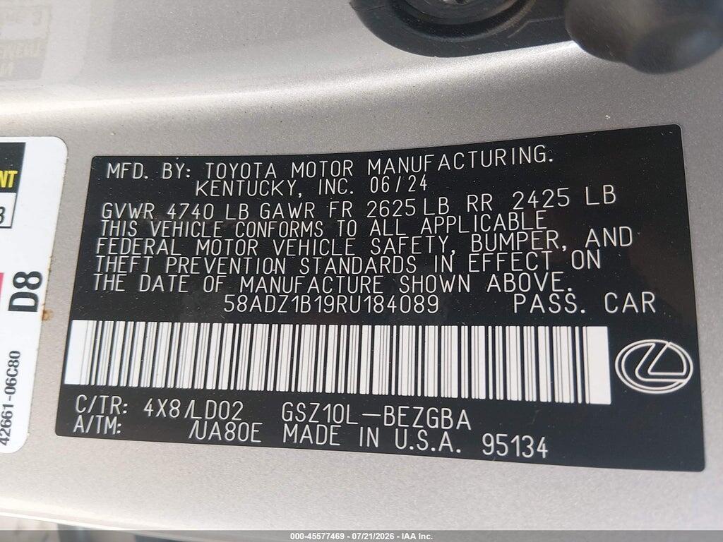 58ADZ1B19RU184089 2024 LEXUS ES 350 photo no. 9