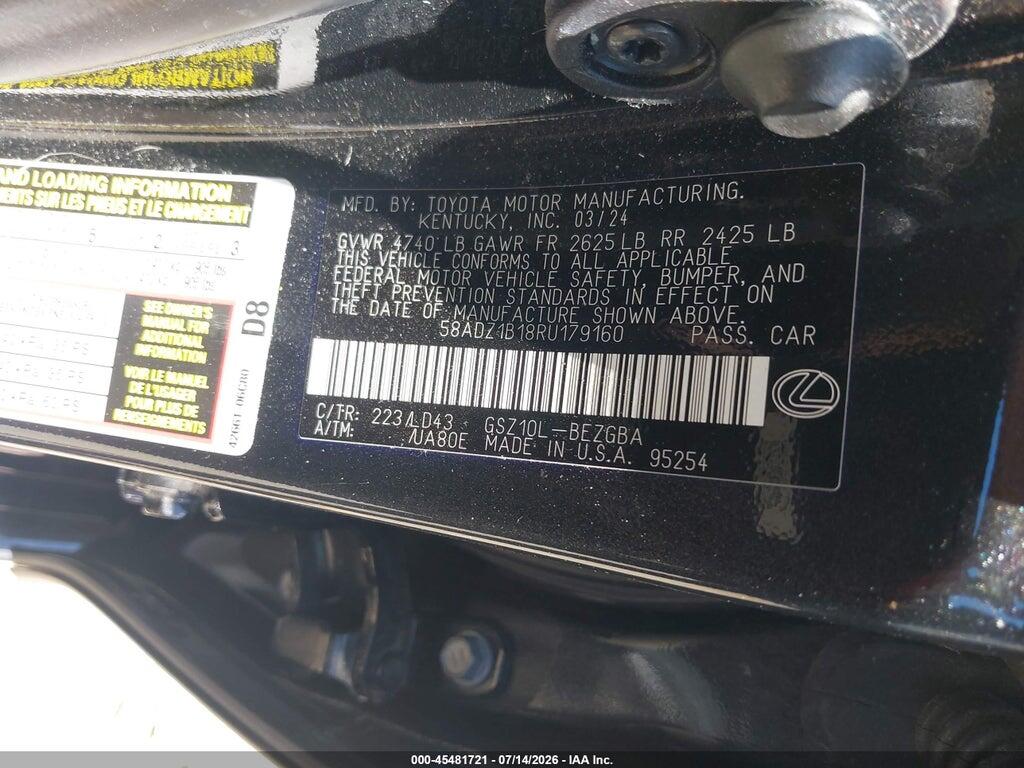 58ADZ1B18RU179160 2024 LEXUS ES 350 photo no. 9
