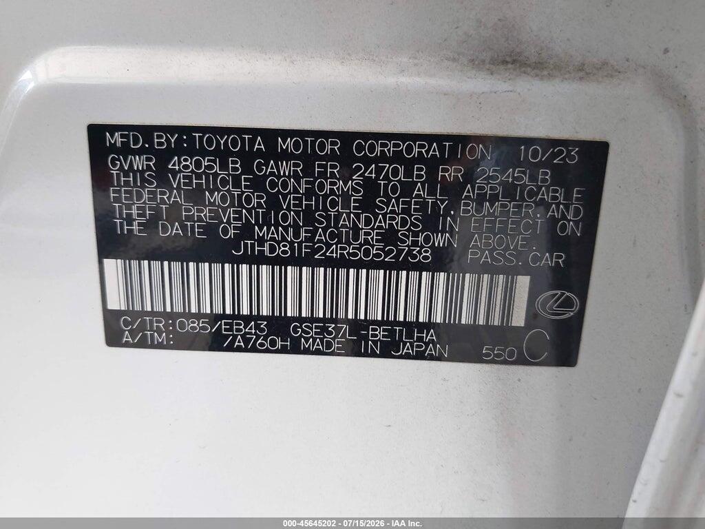 JTHD81F24R5052738 2024 LEXUS IS 300 photo no. 9