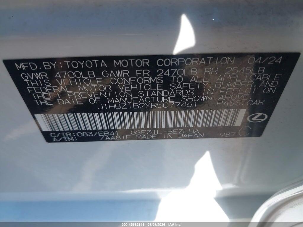 JTHBZ1B2XR5077461 2024 LEXUS IS 350 photo no. 9