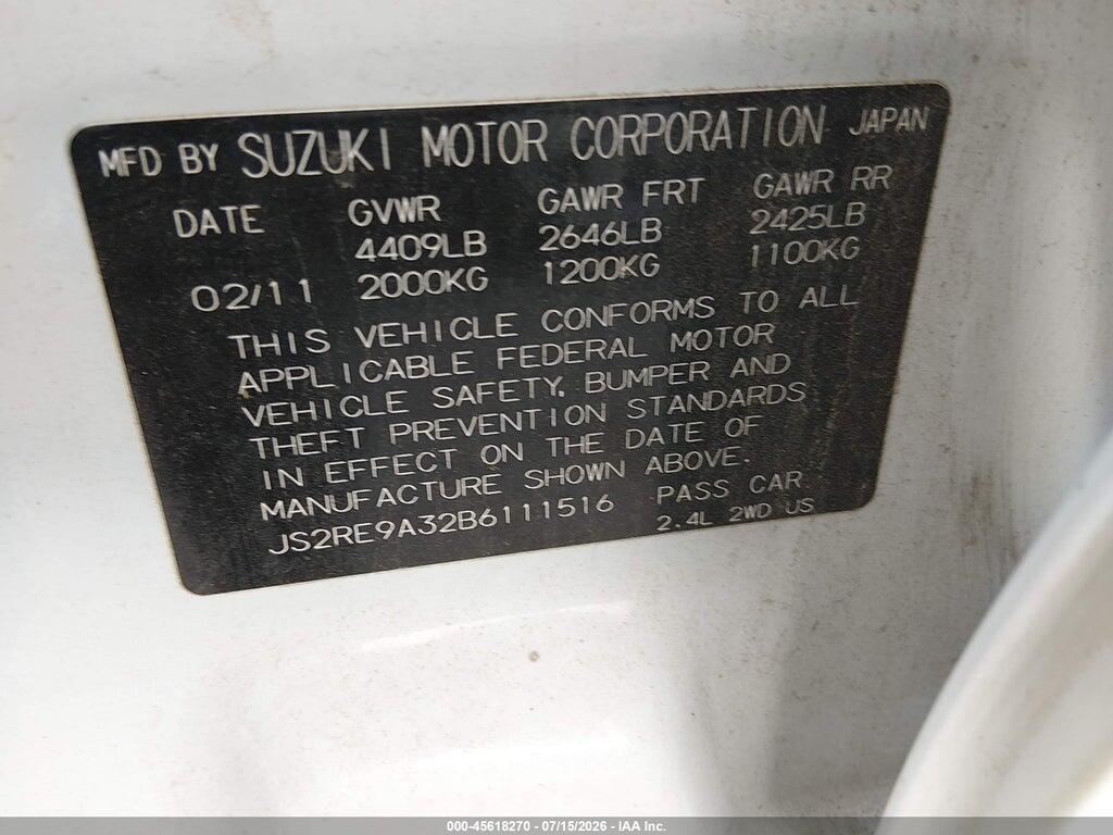 JS2RE9A32B6111516 2011 SUZUKI KIZASHI photo no. 9