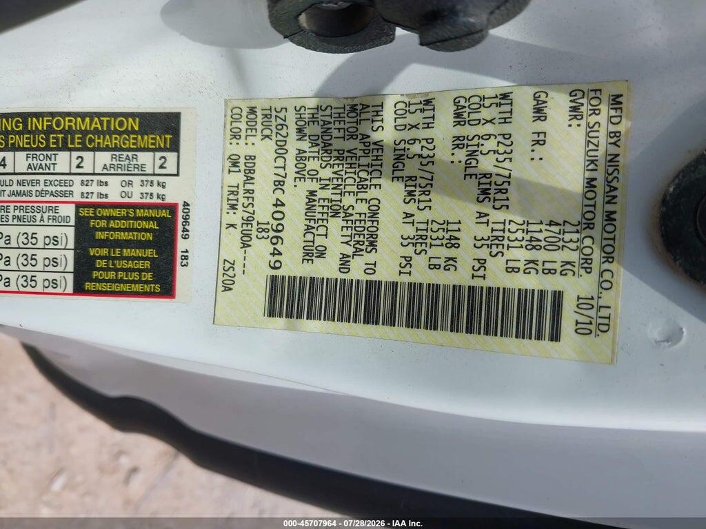 5Z62D0CT7BC409649 2011 SUZUKI EQUATOR photo no. 9