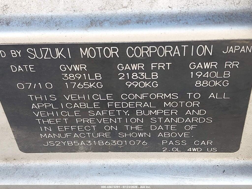 JS2YB5A31B6301076 2011 SUZUKI SX4 photo no. 9
