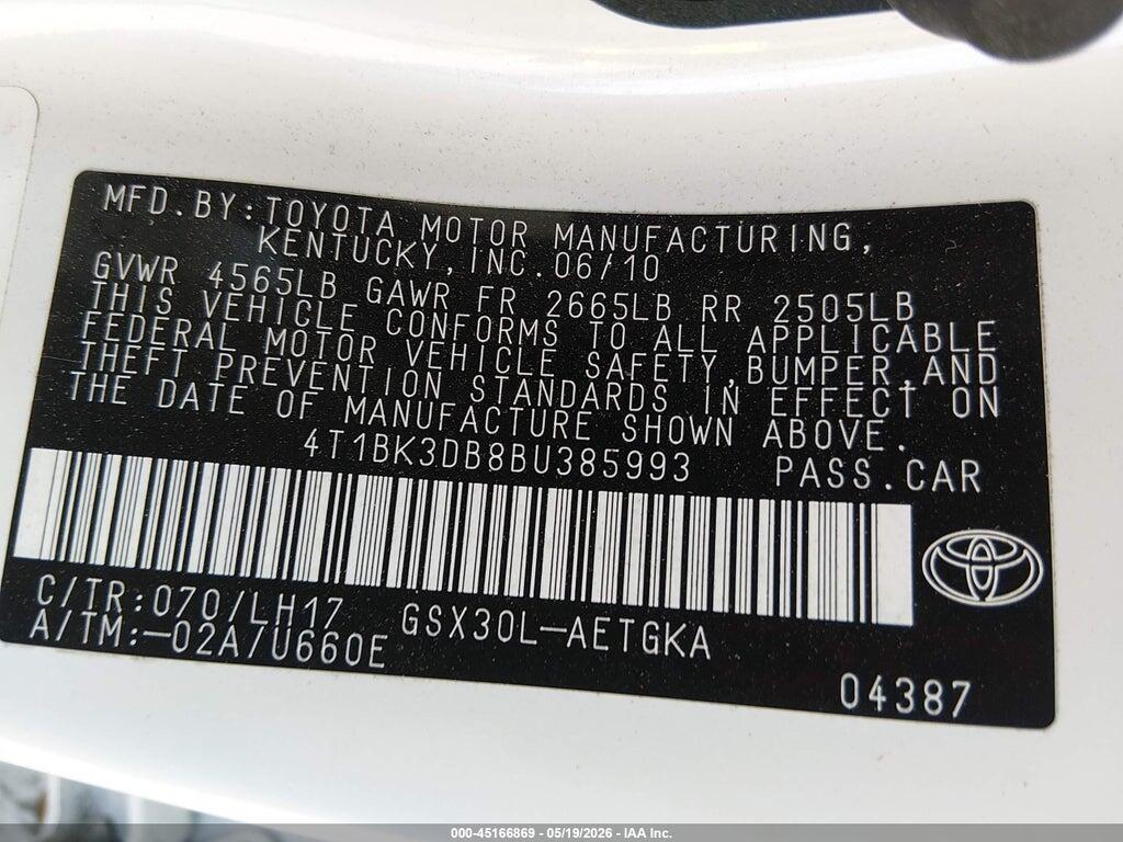 4T1BK3DB8BU385993 2011 TOYOTA AVALON photo no. 9