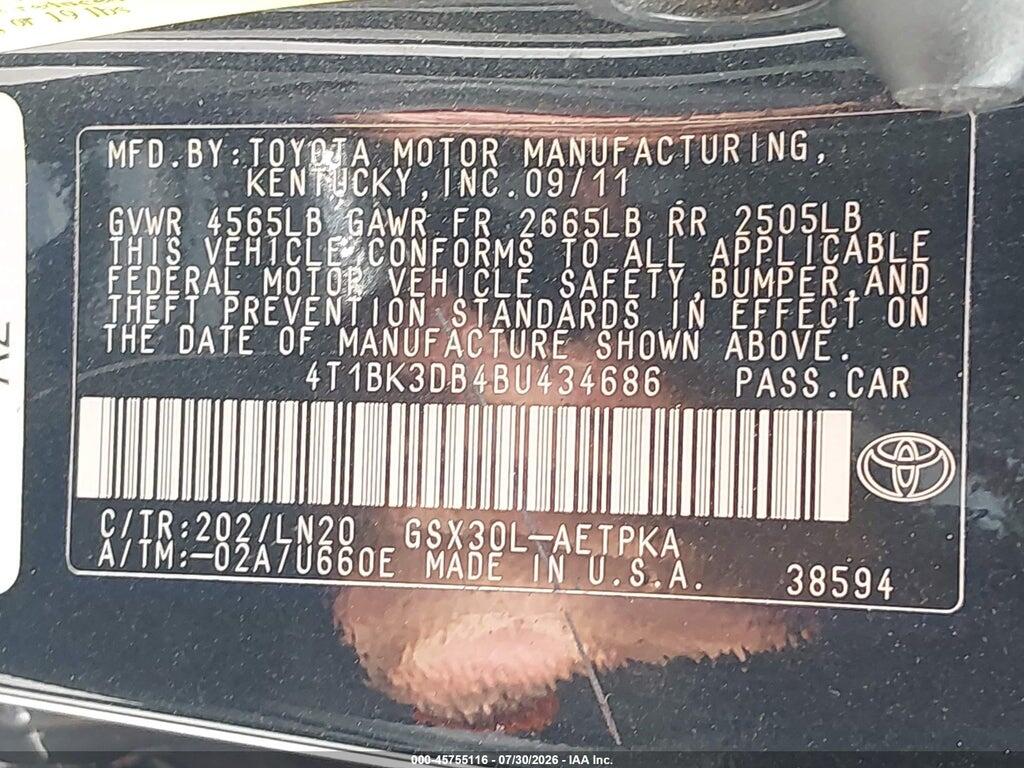 4T1BK3DB4BU434686 2011 TOYOTA AVALON photo no. 9