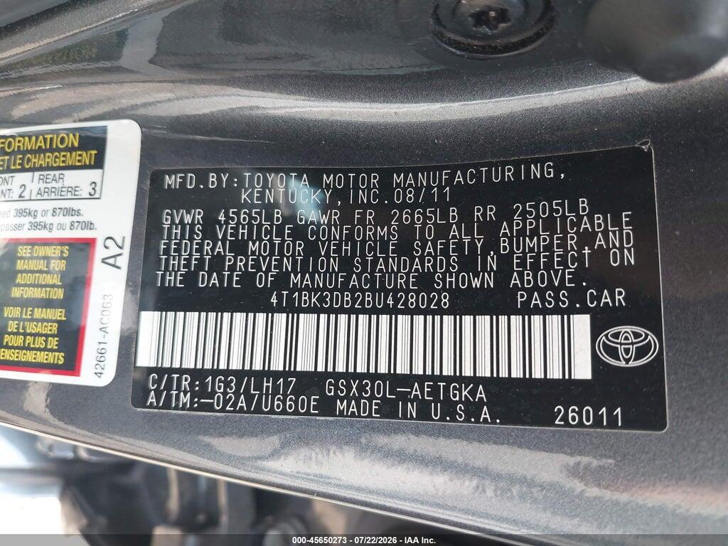 4T1BK3DB2BU428028 2011 TOYOTA AVALON photo no. 9