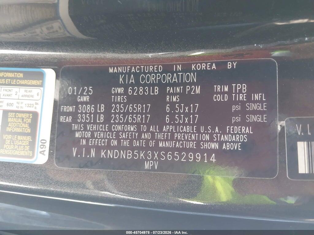 KNDNB5K3XS6529914 2025 KIA CARNIVAL MPV photo no. 9