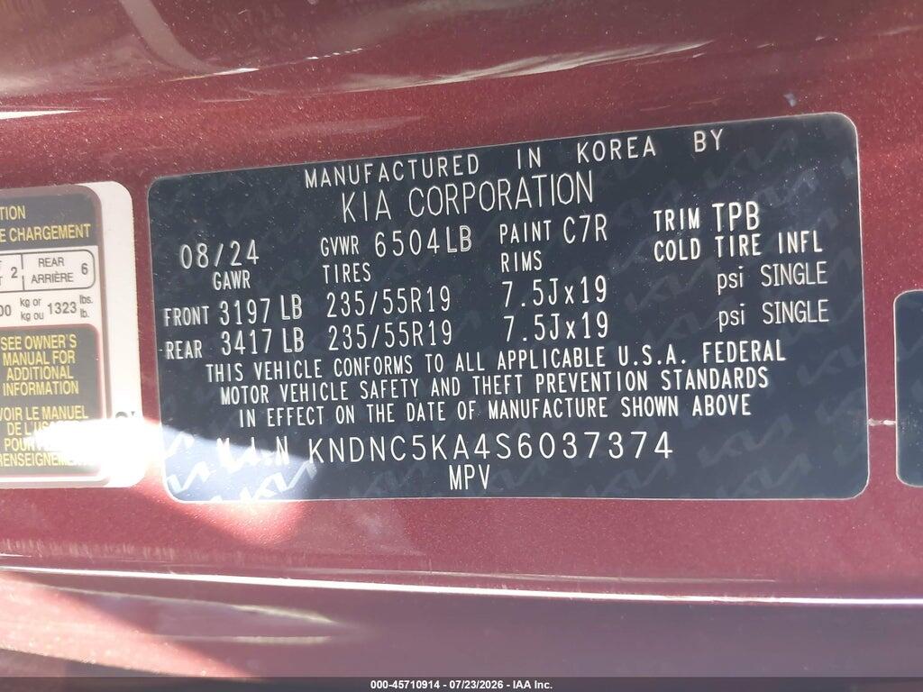 KNDNC5KA4S6037374 2025 KIA CARNIVAL MPV HYBRID photo no. 9