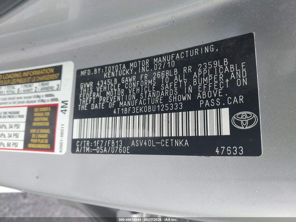 4T1BF3EK0BU125333 2011 TOYOTA CAMRY photo no. 9