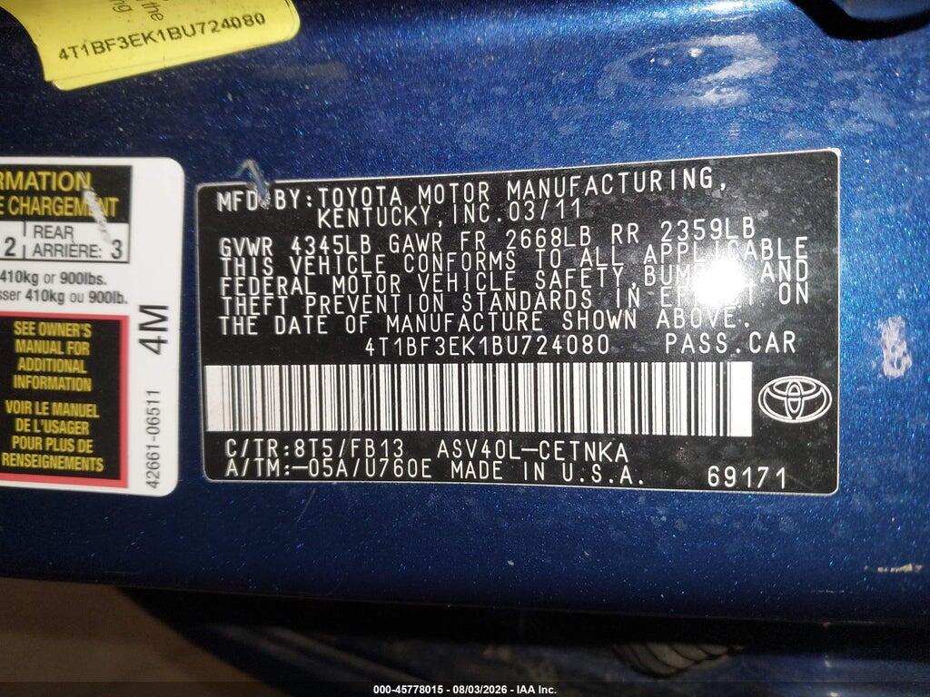 4T1BF3EK1BU724080 2011 TOYOTA CAMRY photo no. 9