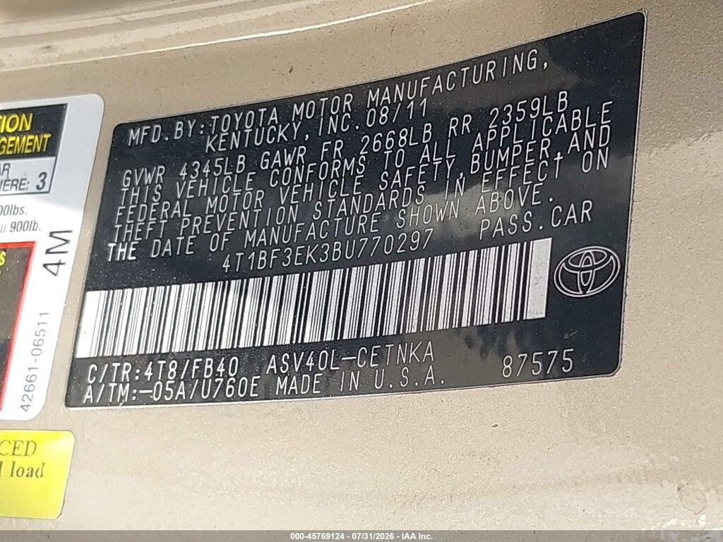 4T1BF3EK3BU770297 2011 TOYOTA CAMRY photo no. 9