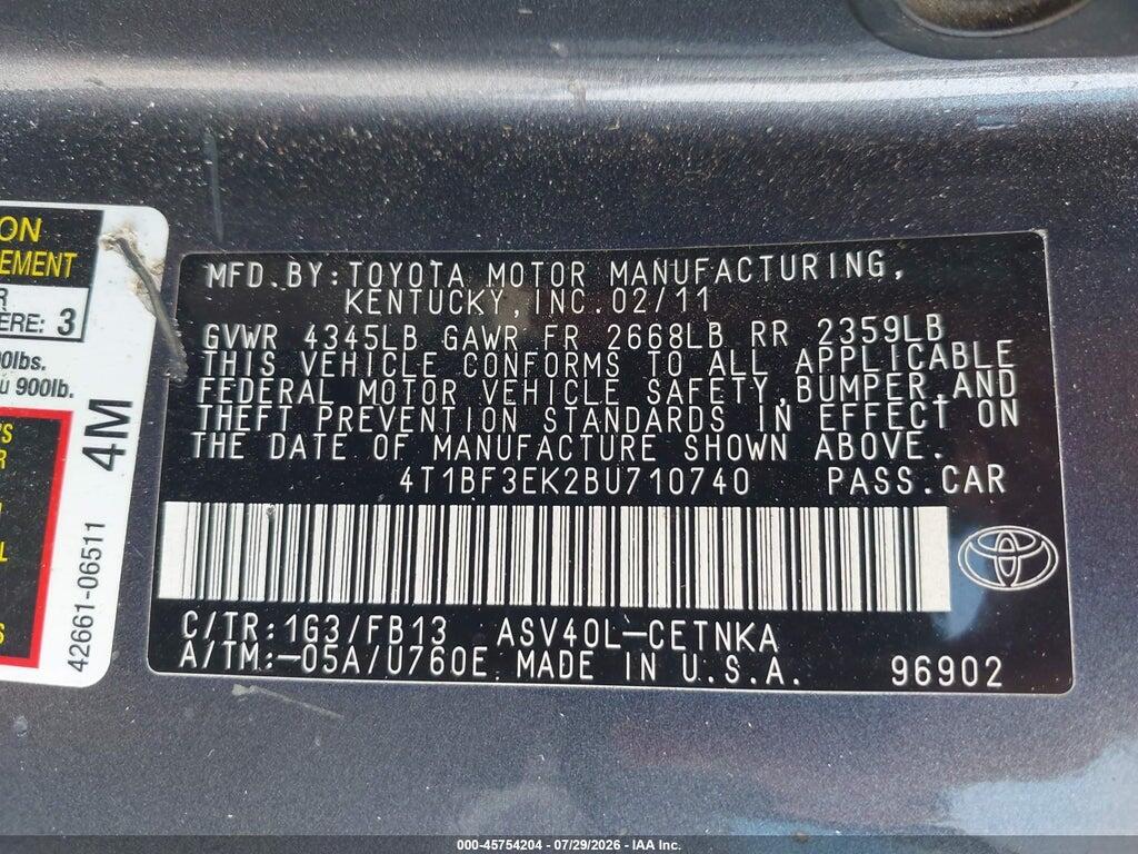 4T1BF3EK2BU710740 2011 TOYOTA CAMRY photo no. 9